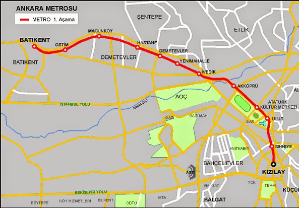 Ankara Metrosu 1 Haritası
